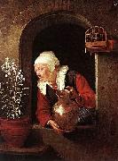 Gerard Dou Old Woman Watering Flowers USA oil painting artist
